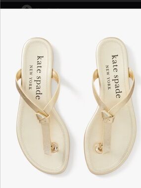 kate spade Gold Metallic T-Strap Flip Sandals